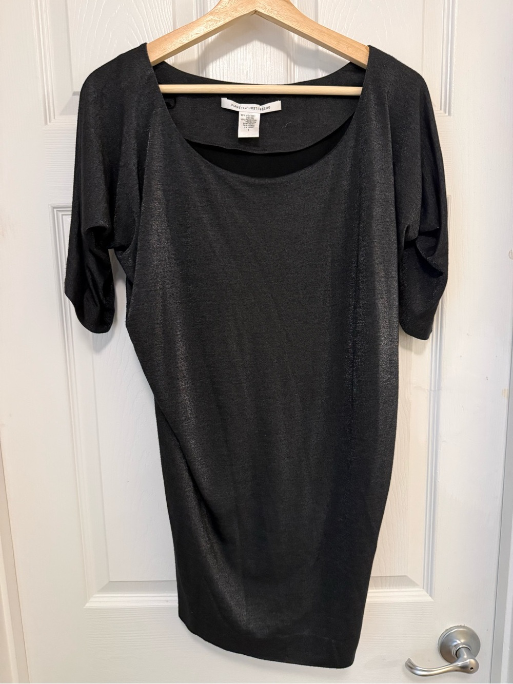 Like New Diane von Furstenberg (DVF) Tumelo Black Metallic Mini Dress